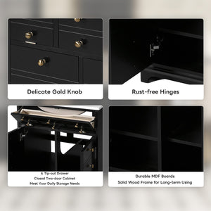 English Elm 24" Modern Bathroom Vanity with Ceramic Sink, Gold Handles, Tip-Out Drawer & Dual Soft-Close Doors N710P276692B