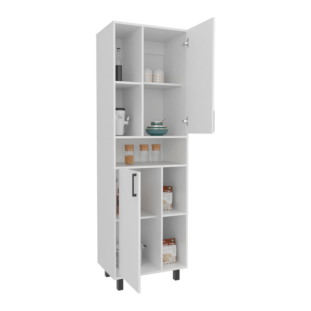 English Elm Bryce Tall Pantry Cabinet with Two Doors, Kronos White MDF, Slim Vertical Storage for Kitchens B070P337114