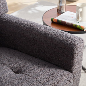 English Elm Modern Pu Leather Ergonomic Accent Chair with Padded Arms and Matte Black Legs Grey W676P172469