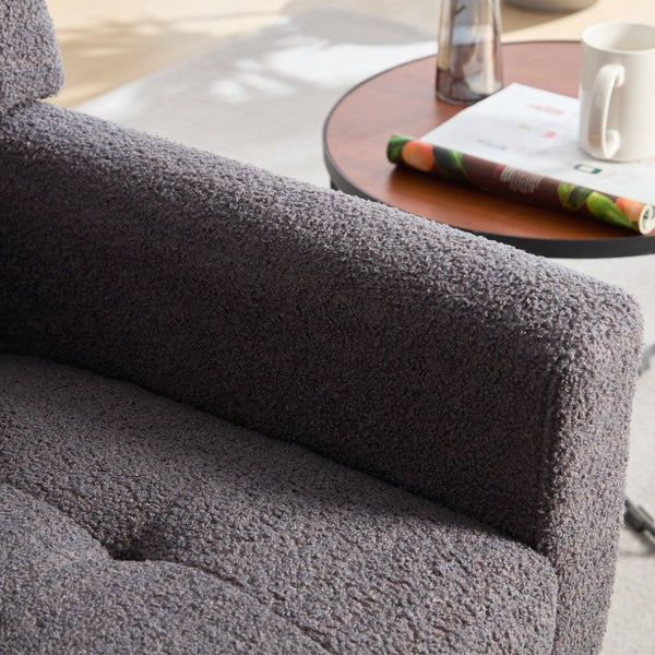 English Elm Modern Pu Leather Ergonomic Accent Chair with Padded Arms and Matte Black Legs Grey W676P172469