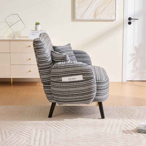 English Elm Modern tufted two-seater sofa with boucle upholstery, tapered legs, storage pockets, cozy compact design Dark Gray W395P376590