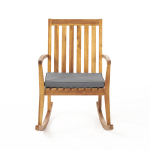 English Elm Christopher Knight Home® - MONTROSE Rocking Chair with Acacia Wood Frame and Water-Resistant Cushion for Cozy Outdoor Relaxation Teak 39.5 L x 28.25 W x 7 H 62389.00