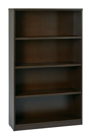 OSP Home Furnishings 36wx12dx60h 4-shelf Laminate Bookcase with Adjustable Shelves for Office or Home Library Espresso LBC361260-ESP