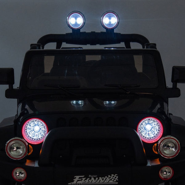 English Elm 24v Kids Electric Ride on Car with Parental Remote Rear Suspension and Bluetooth Audio Black W1578P228743