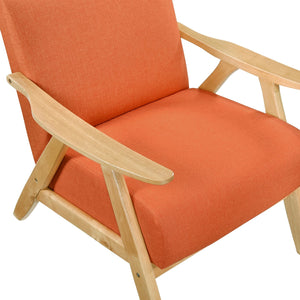 English Elm Modern Velvet Accent Chair with Dark Walnut Angular Frame, Streamlined Mid-Century Comfort Design Natural,Orange 35.5 L x 25.5 W x 20 H B011P271957