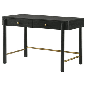 English Elm Anser Modern Coastal 2-Drawer Vanity Desk in Black with Aged Brass Hardware and Rounded Legs — Stylish Console Storage B062P299883
