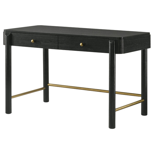 English Elm Anser Modern Coastal 2-Drawer Vanity Desk in Black with Aged Brass Hardware and Rounded Legs — Stylish Console Storage B062P299883