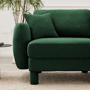 English Elm Boucle Fabric 2-Seater Loveseat Sofa With Shell-Shaped Armrests & Plush Cushions For Comfort W3041S00306