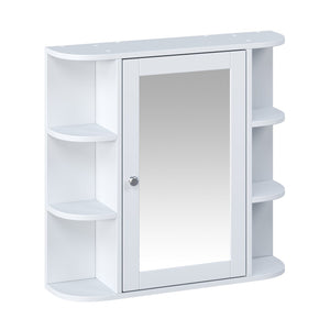 English Elm Bathroom Wall Cabinet with Mirror Door Open Shelving and Adjustable Interior Storage White N817P375228W