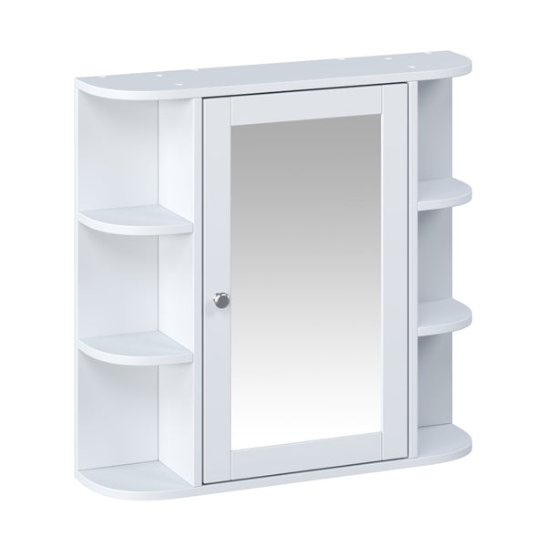 English Elm Bathroom Wall Cabinet with Mirror Door Open Shelving and Adjustable Interior Storage White N817P375228W