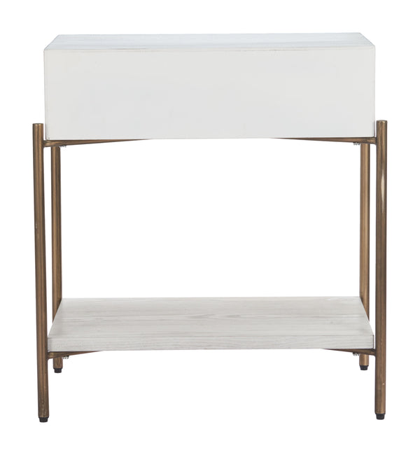Zuo Modern Yoru Side Table In Oak White - Modern Elegance For Living Rooms & Bedrooms, Stylish & Versatile Design White Mdf,Steel 110547-zuo-modern