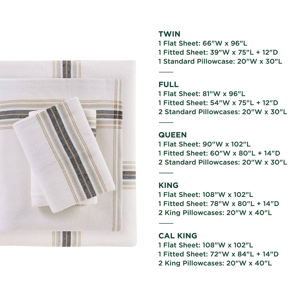 English Elm 4 Pcs Cozy Tan Plaid Full Sheet Set - Soft 100% Cotton Flannel For Year-Round Comfort & Style B035P319777