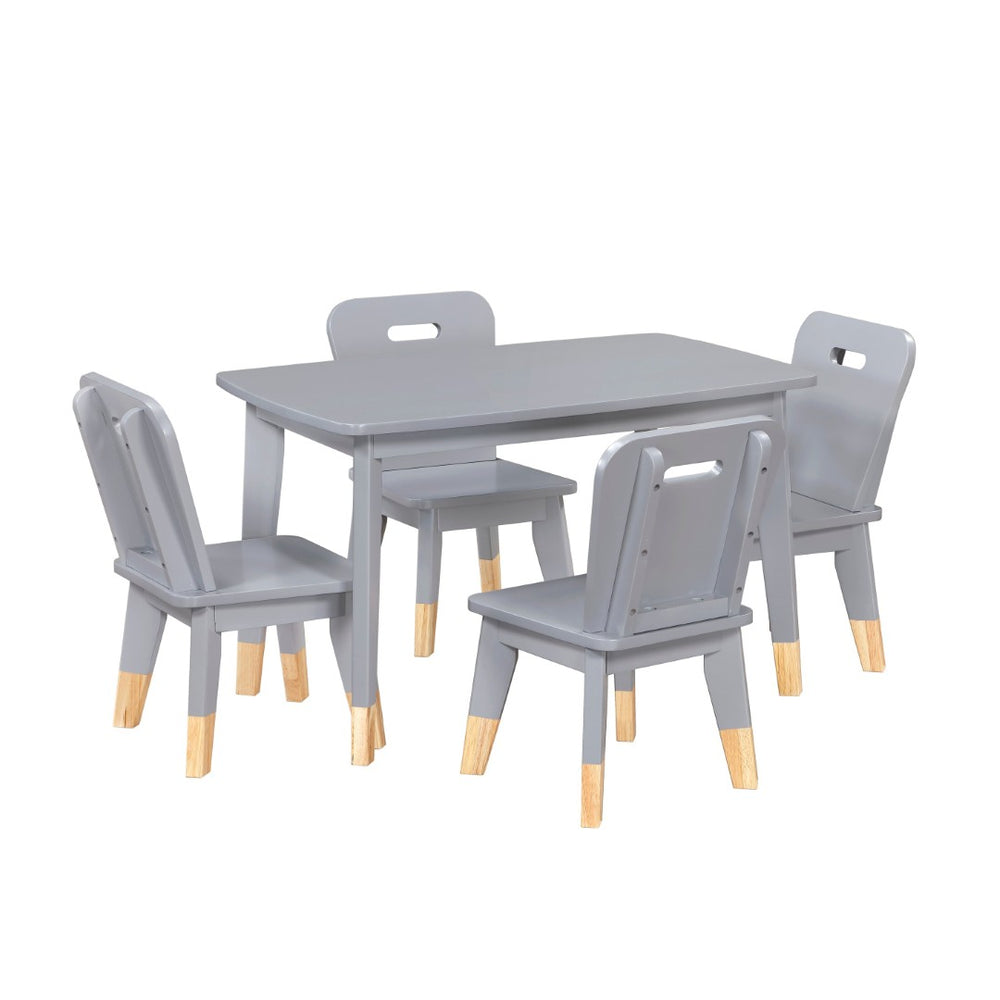English Elm Gray Two-tone Solid Wood Kids Activity Table Set Four Chairs Playroom Furniture Gray B011P463885