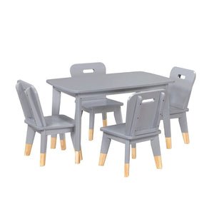 English Elm Gray Two-tone Solid Wood Kids Activity Table Set Four Chairs Playroom Furniture Gray B011P463885
