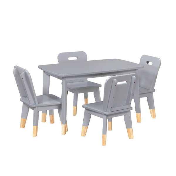 English Elm Gray Two-tone Solid Wood Kids Activity Table Set Four Chairs Playroom Furniture Gray B011P463885