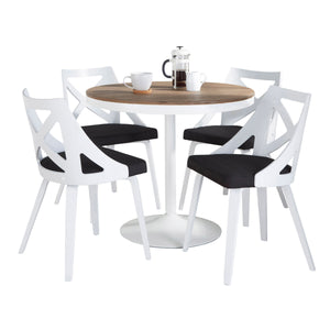English Elm Dakota-Charlotte Contemporary 5-Piece Dining Set - Chic White Metal & Bamboo Table With Charcoal Seats B202S01489