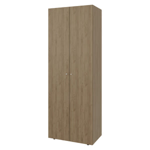 English Elm Armoire 66.9" H - Stylish Natural Oak & White Storage Solution With 2 Doors & Adjustable Shelves B097P395869