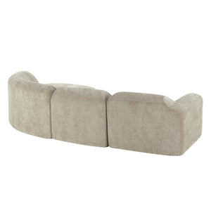 English Elm 111" Curved Sectional Sofa Set Plush Lamb Wool Upholstery Deep Seat Ottoman Lounge Espresso N767P371305E