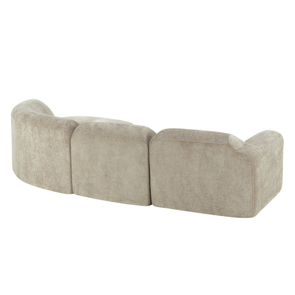 English Elm 111" Curved Sectional Sofa Set Plush Lamb Wool Upholstery Deep Seat Ottoman Lounge Espresso N767P371305E