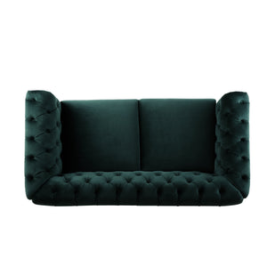 English Elm Christopher Knight Home® - VIVALUX Chesterfield Velvet Loveseat Sofa with Rolled Arms Tufted Buttons Plush 2-Seater Comfort 59.4" Dark Green N762P178705F
