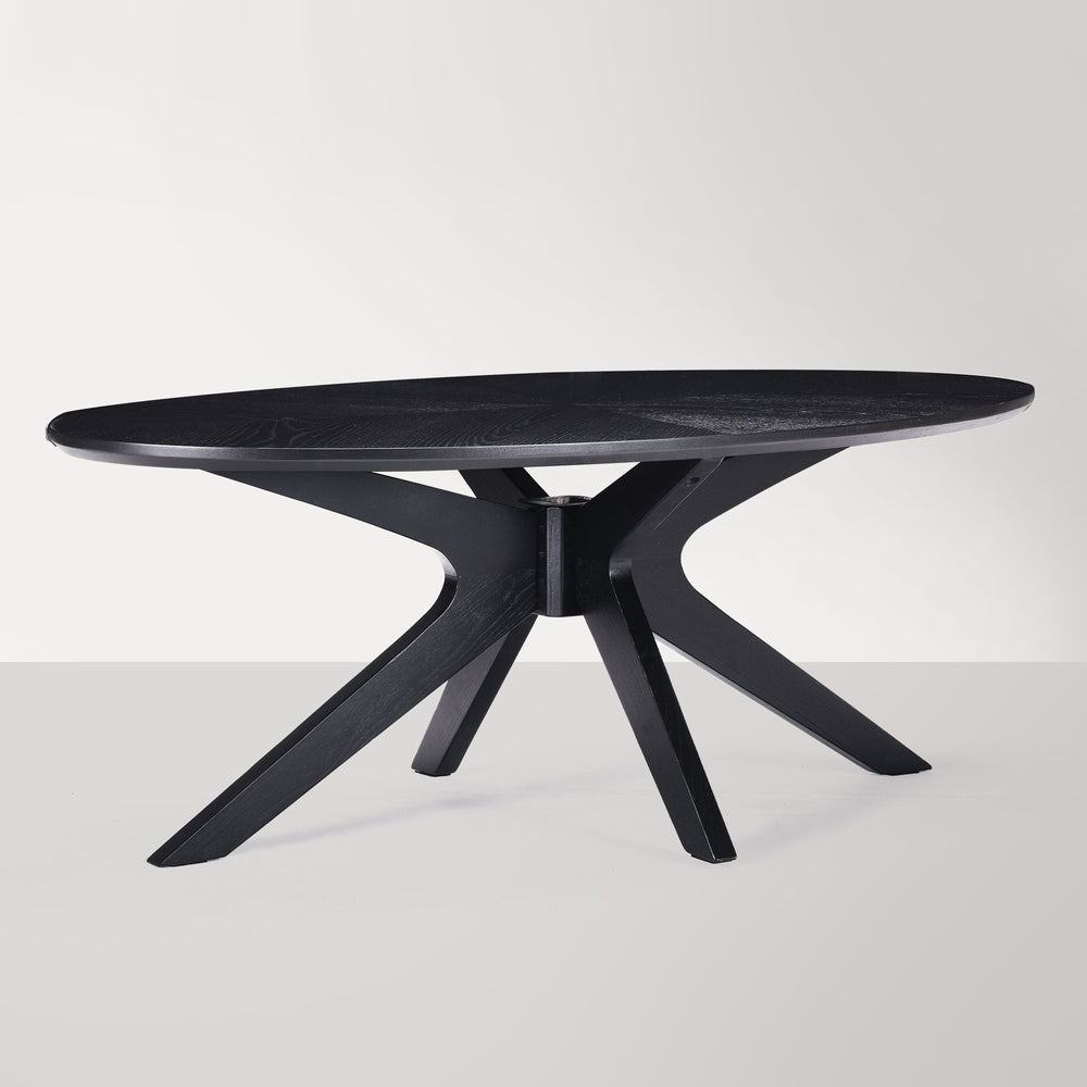 English Elm Office 47" Coffee Table Oval Black Wood Top with X-Frame Poplar Legs — Stable, Spacious, Easy Assembly T3623P409188