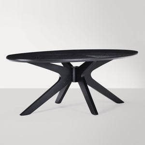 English Elm Office 47" Coffee Table Oval Black Wood Top with X-Frame Poplar Legs — Stable, Spacious, Easy Assembly T3623P409188