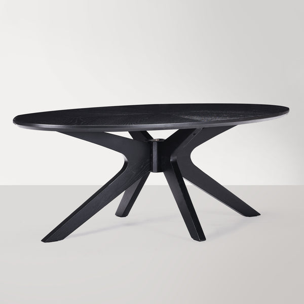 English Elm Office 47" Coffee Table Oval Black Wood Top with X-Frame Poplar Legs — Stable, Spacious, Easy Assembly T3623P409188
