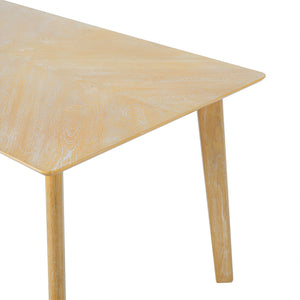 English Elm Retro Dining Table for 6 — Minimalist Rectangular MDF Top with LVL Rubberwood Legs, 220lb Capacity, Modern Dining centerpiece Natural Wood Wash N752P294999D