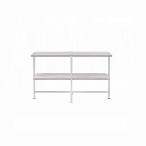 English Elm Contemporary Sofa Table with Wooden Top and X-Frame Metal Legs, Stable Modern Console for Living Room Chrome,White Oak 21 L x 53 W x 6 H B2741P337716