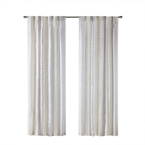 JLA Home INK+IVY - 2pk Poly Printed Curtain Panel with Tufted Stripe — Boho Geometric Light-Filtering Drapes, Textured 100% Polyester 95 L x 50 W x 0.13H II40-1329