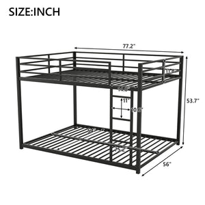 English Elm Full Over Low Profile Steel Bunk Bed with Guardrail and Integrated Ladder Black MF285536AAB