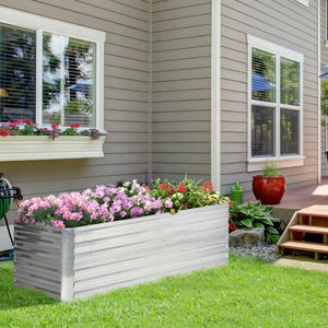 English Elm Outsunny Tall Galvanized Steel Raised Garden Bed with Reinforced Walls for Deep Root Growth W2225P200598