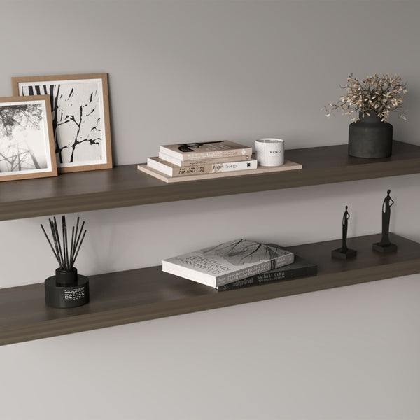 English Elm Ecco 47" Floating Wall Shelves Set of 2 in Olive – Hidden Brackets, Sturdy Particleboard Display_trim B200P361985