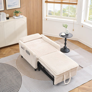 English Elm Beige Corduroy Small Sofa Bed with Pillow, Compact 33"x33" Apartment Chair, Solid Wood Frame W1658P290459