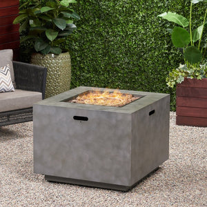 English Elm Outdoor Square Propane Fire Pit Powder Coated Iron 50000 Btu Patio Heater 62837.00CONRT-50K