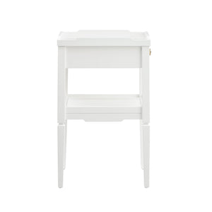 English Elm Foley Mid-Century White 1-Drawer Nightstand with Gold Pull, Tapered Legs & Lower Shelf Storage B050P376969
