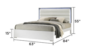 English Elm Olivia 5-Piece Queen Bedroom Set With Led Headboard - Modern Design & Ample Storage In White Finish B009S01762
