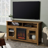 English Elm Walker Edison - Classic Glass-Door Fireplace Tall Tv Stand For Tvs Up To 65" - Barnwood