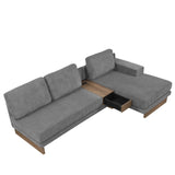 English Elm 114" L-Shaped Sofa Sectional Sofa With Two Usb Ports and Two Power Sockets, A Storage Drawer and A Reversible Chaise Lounge For Living Room, Grey