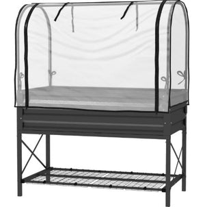 English Elm Self-draining Elevated Fir Wood Planter with Lattice Trellis for Backyard Gardens T3971P422986