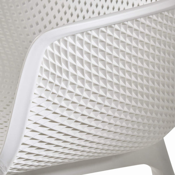 English Elm Christopher Knight Home® - LOTUS Outdoor Dining Chairs Set of 4 – Weather-Resistant Polypropylene with Diamond Pattern Comfort and Durability White 26.75 L x 26.5 W x 24 H N776P243064W