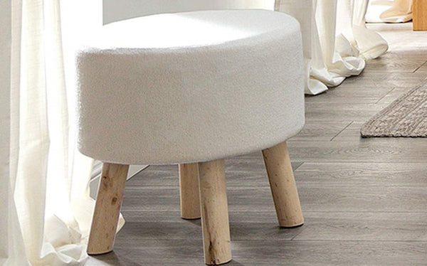 English Elm Contemporary compact footstool set of 2 with leatherette upholstery, solid wood frame, easy assembly, versatile seating White+Natural 17 L x 17 W x 25 H B2741P339687