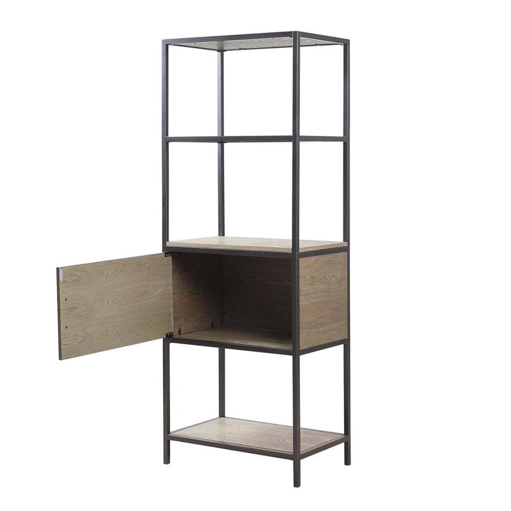JLA Home Madison Park - 3-Shelf Darley Bookcase with Cabinet — Compact Wood Veneer Shelves, Metal Frame, Stylish Storage Solution MP131-1179