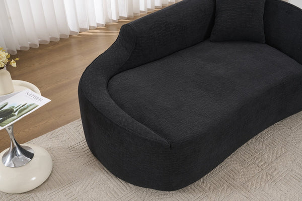 English Elm Ly-048 Sculpted Chenille Chaise Lounge Convertible Sleeper Sofa for Modern Living Spaces Black W2231P401731