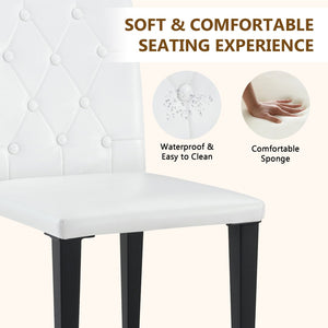 English Elm 4-piece Brown Suede Dining Chair Set with Tufted Back and Walnut Metal Legs White+Black W1151P361175