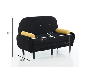 English Elm Black corduroy loveseat sofa with adjustable recline, hidden USB armrest, foam comfort & storage pockets W570P333064