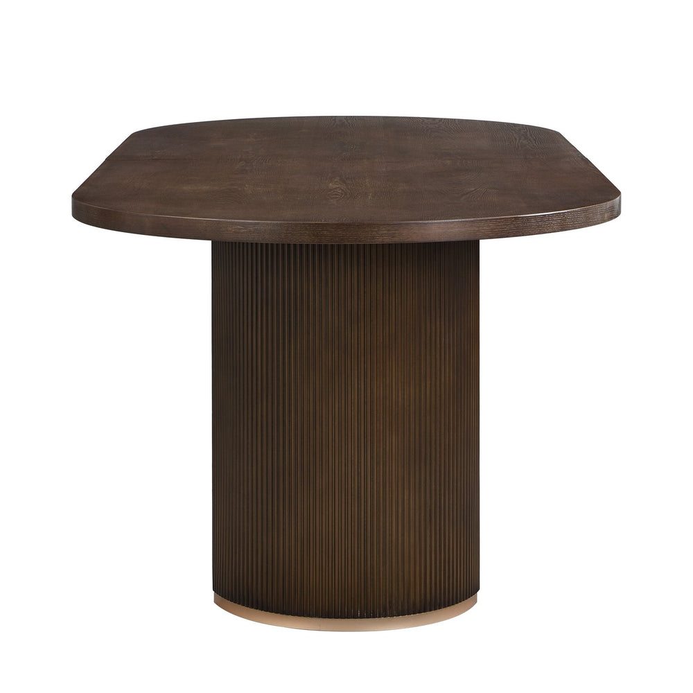 English Elm Christopher Knight Home® - Oval Dining Table Double Pedestal - Rustic Walnut Elegance For Family Gatherings & Entertaining N771P265584T_N771P265585T
