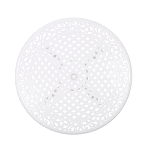 English Elm Christopher Knight Home® - PHOENIX Cast Aluminum 48in Round Patio Dining Table with Lattice Scrollwork and Umbrella Hole White 49.25 L x 49.25 W x 5.25 H 54588.00WHI