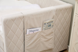 English Elm Beige velvet daybed with diamond-grid pull-out trundle, modern sturdy wood frame for guests and lounge W1361S00031