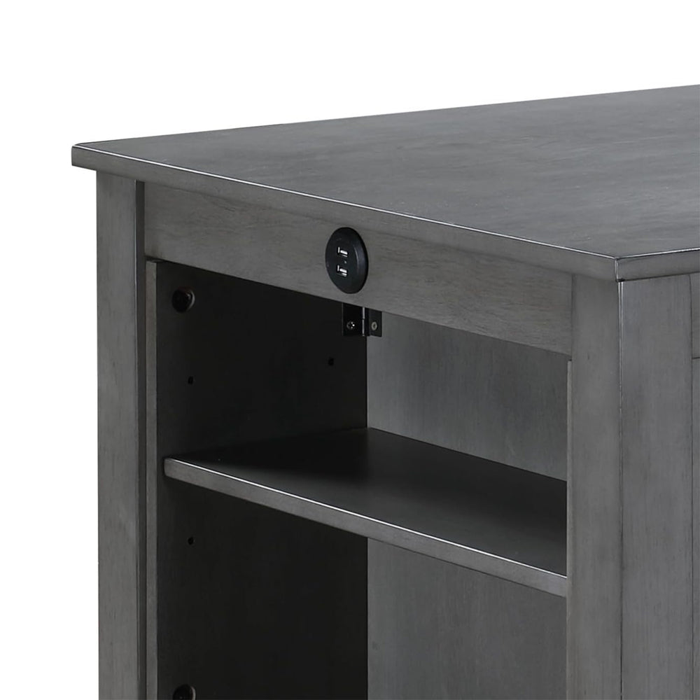 English Elm 36"W Compact Counter Height Dining Table with USB Charging and Built-In Shelves for Small Spaces Gray B016P392707